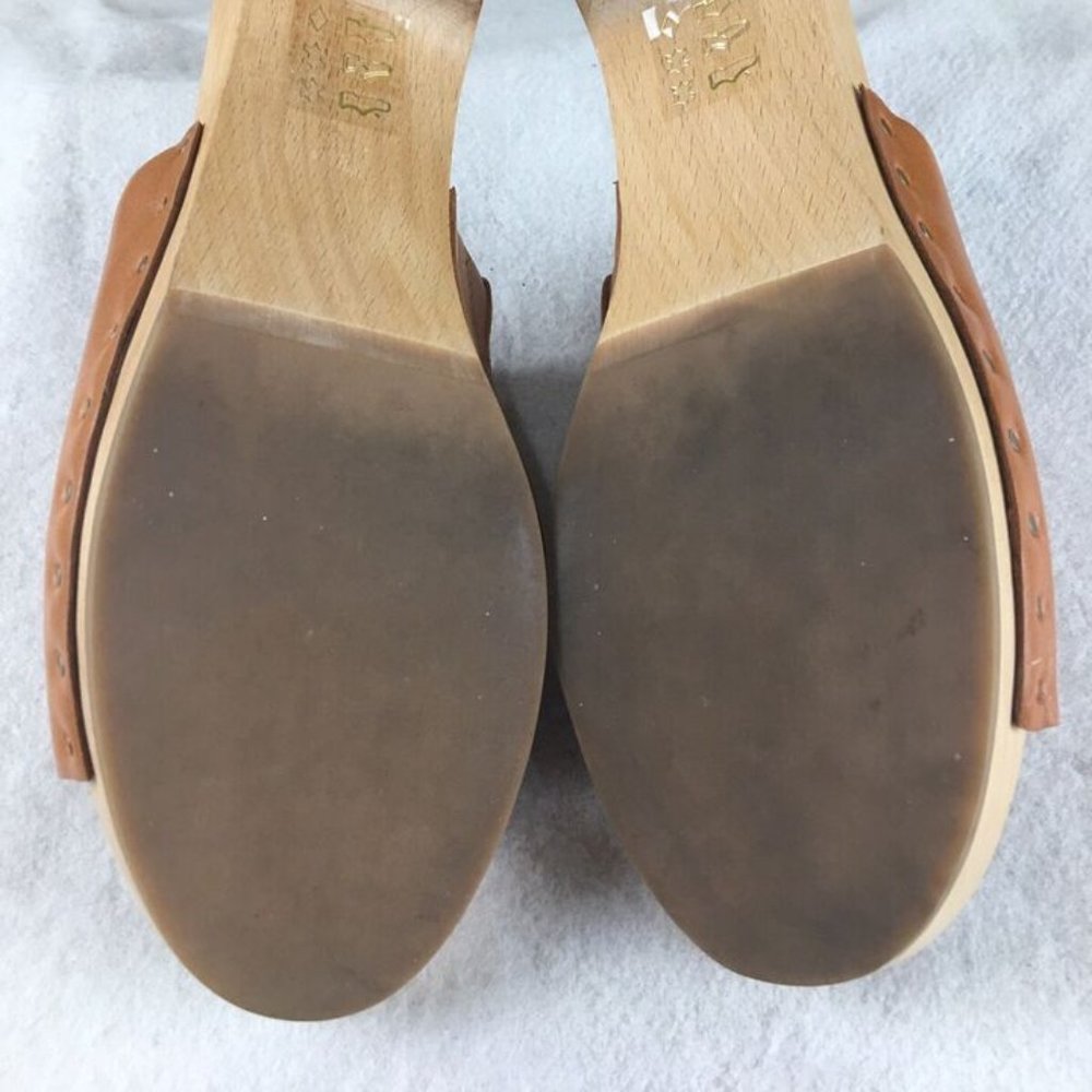 Madewell Womens Brown Leather Evelyn Wood Slide Clog sz 6.5 - Picture 7 of 10